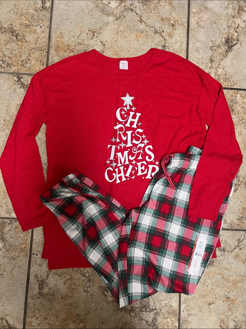 Joyspun Women's Red 'Christmas Cheer' Holiday Pajama Set